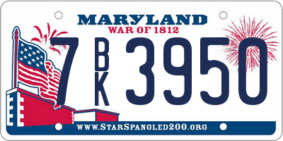 MD license plate 7BK3950