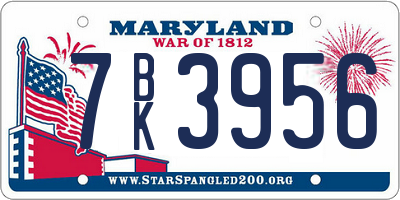 MD license plate 7BK3956