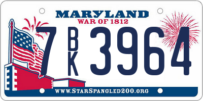 MD license plate 7BK3964