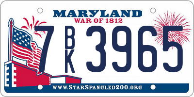 MD license plate 7BK3965
