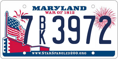 MD license plate 7BK3972