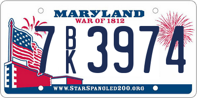 MD license plate 7BK3974