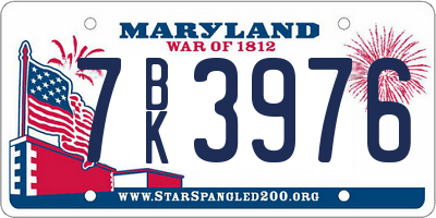 MD license plate 7BK3976