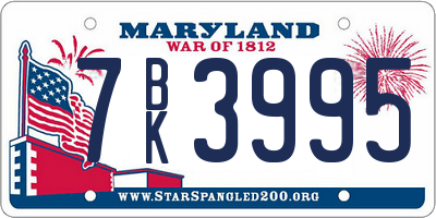 MD license plate 7BK3995