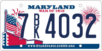 MD license plate 7BK4032