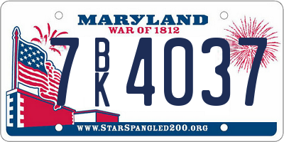 MD license plate 7BK4037