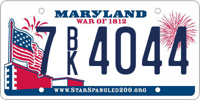 MD license plate 7BK4044