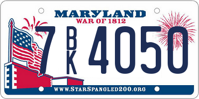 MD license plate 7BK4050