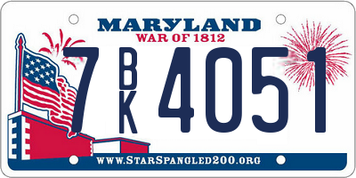 MD license plate 7BK4051