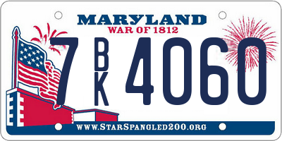 MD license plate 7BK4060