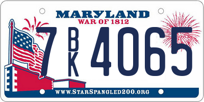 MD license plate 7BK4065