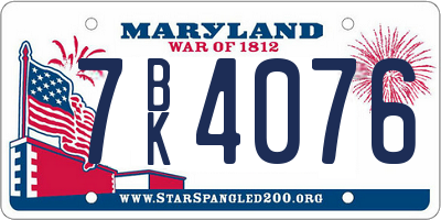 MD license plate 7BK4076