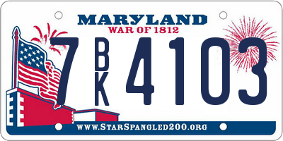 MD license plate 7BK4103