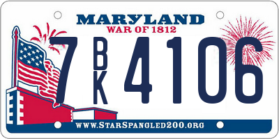 MD license plate 7BK4106