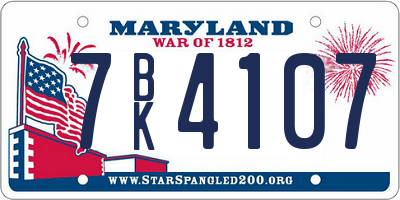 MD license plate 7BK4107
