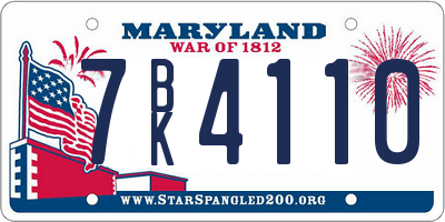 MD license plate 7BK4110