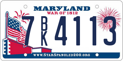MD license plate 7BK4113