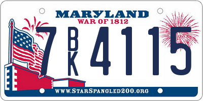 MD license plate 7BK4115