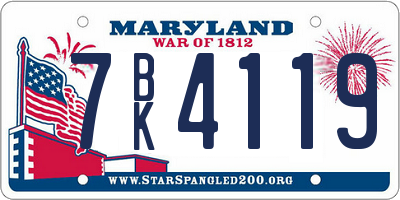 MD license plate 7BK4119