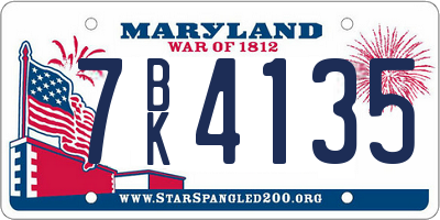 MD license plate 7BK4135