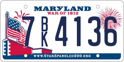 MD license plate 7BK4136