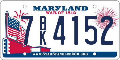 MD license plate 7BK4152