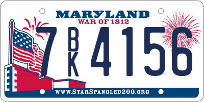 MD license plate 7BK4156