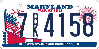MD license plate 7BK4158