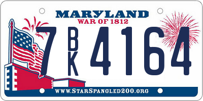 MD license plate 7BK4164