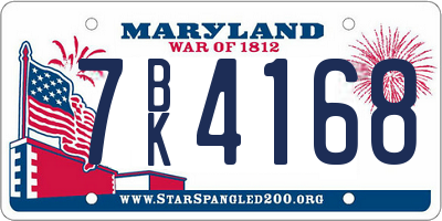 MD license plate 7BK4168