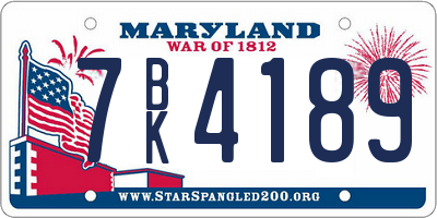 MD license plate 7BK4189