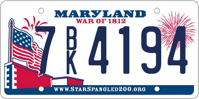 MD license plate 7BK4194
