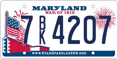 MD license plate 7BK4207