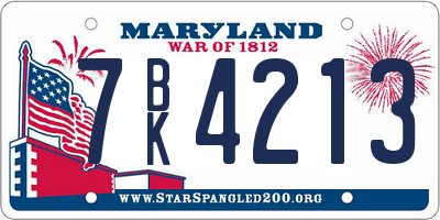 MD license plate 7BK4213