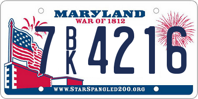 MD license plate 7BK4216