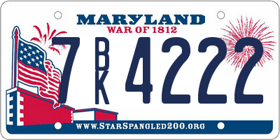 MD license plate 7BK4222