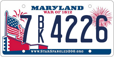 MD license plate 7BK4226