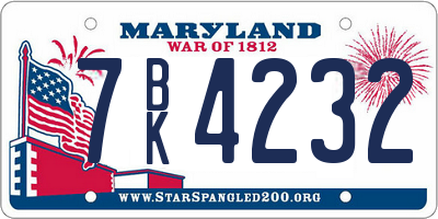MD license plate 7BK4232