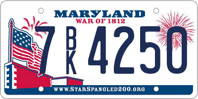 MD license plate 7BK4250