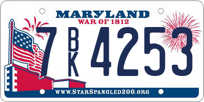 MD license plate 7BK4253