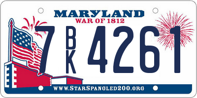 MD license plate 7BK4261