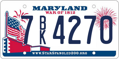 MD license plate 7BK4270