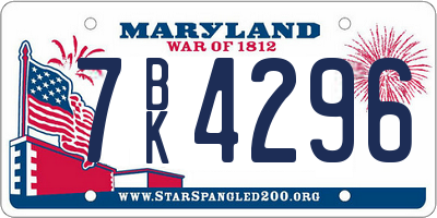 MD license plate 7BK4296