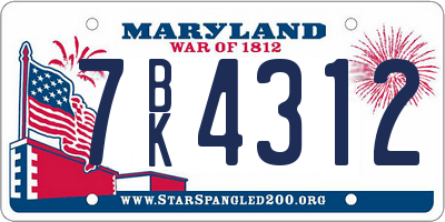 MD license plate 7BK4312