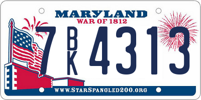 MD license plate 7BK4313