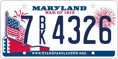 MD license plate 7BK4326