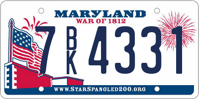 MD license plate 7BK4331