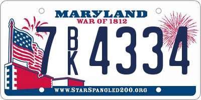 MD license plate 7BK4334