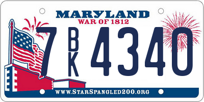 MD license plate 7BK4340