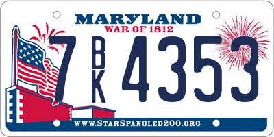 MD license plate 7BK4353